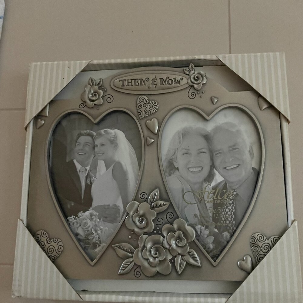NIB Fetco Then and Now Photo Two Pictures Frame Wedding Anniversary For 3.5 X 5"